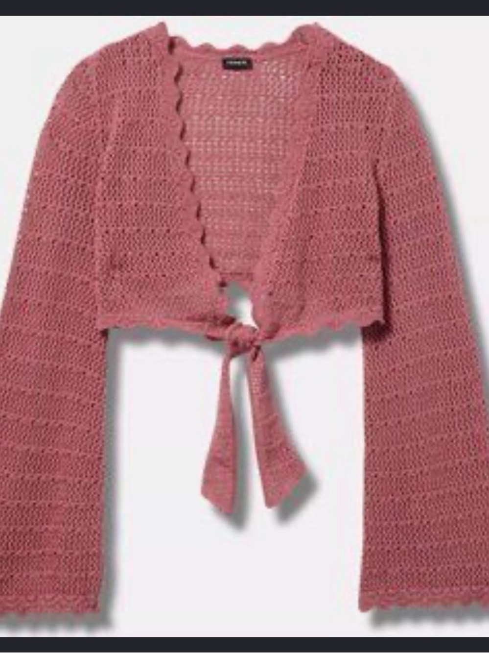 Torrid rose Cropped Tie-Front Crochet Cardigan